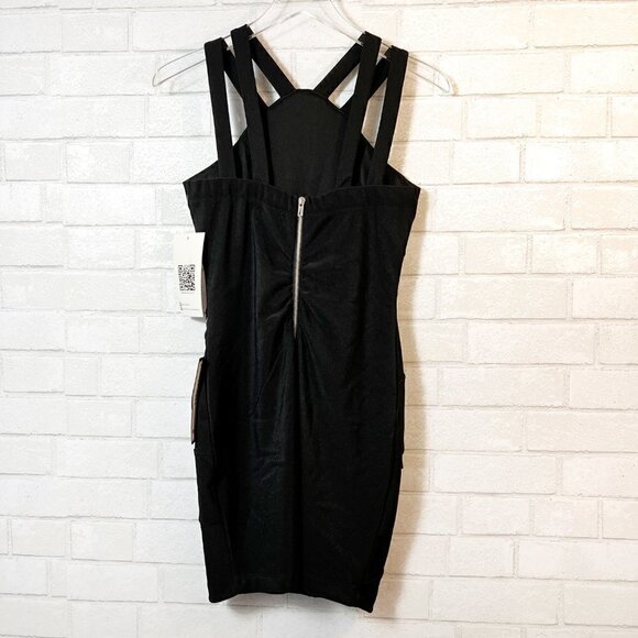 Emerald Sunday Halter Bandage Mini Bodycon Cocktail Black Dress Size Small NWT - Picture 8 of 9